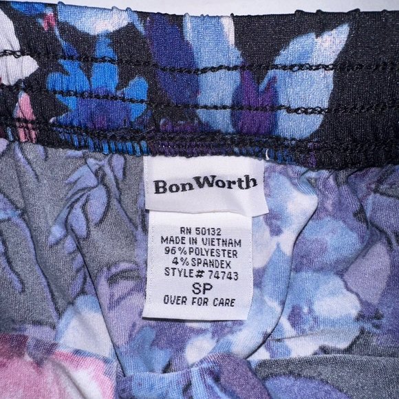 Vtg BonWorth Womens Dark Floral Midi Skirt w Side Slits, Size SP - Picture 3 of 4